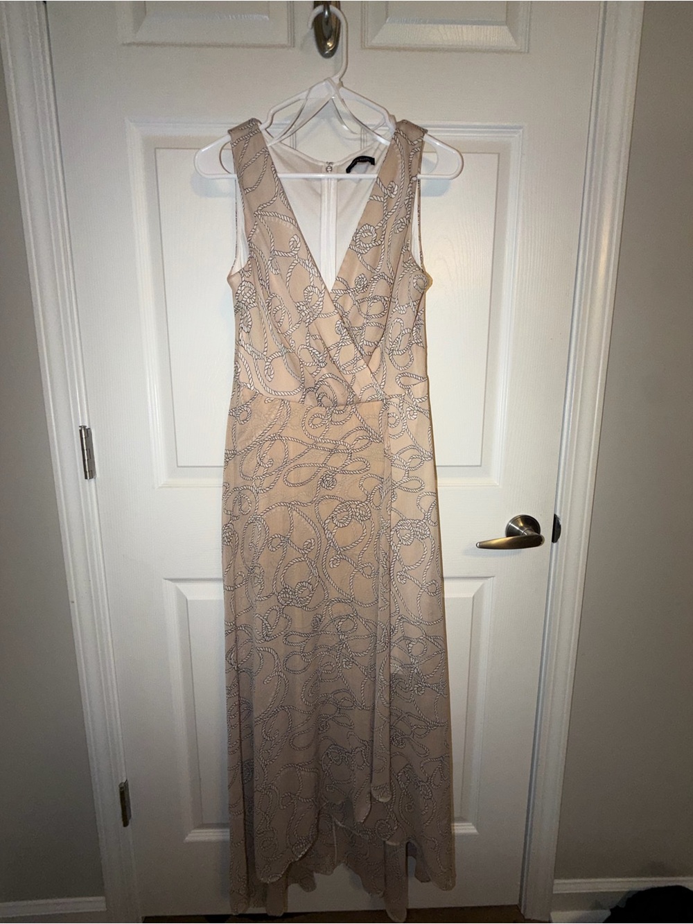 Tommy Hilfiger Sleeveless Beige Beaded Evening Dress